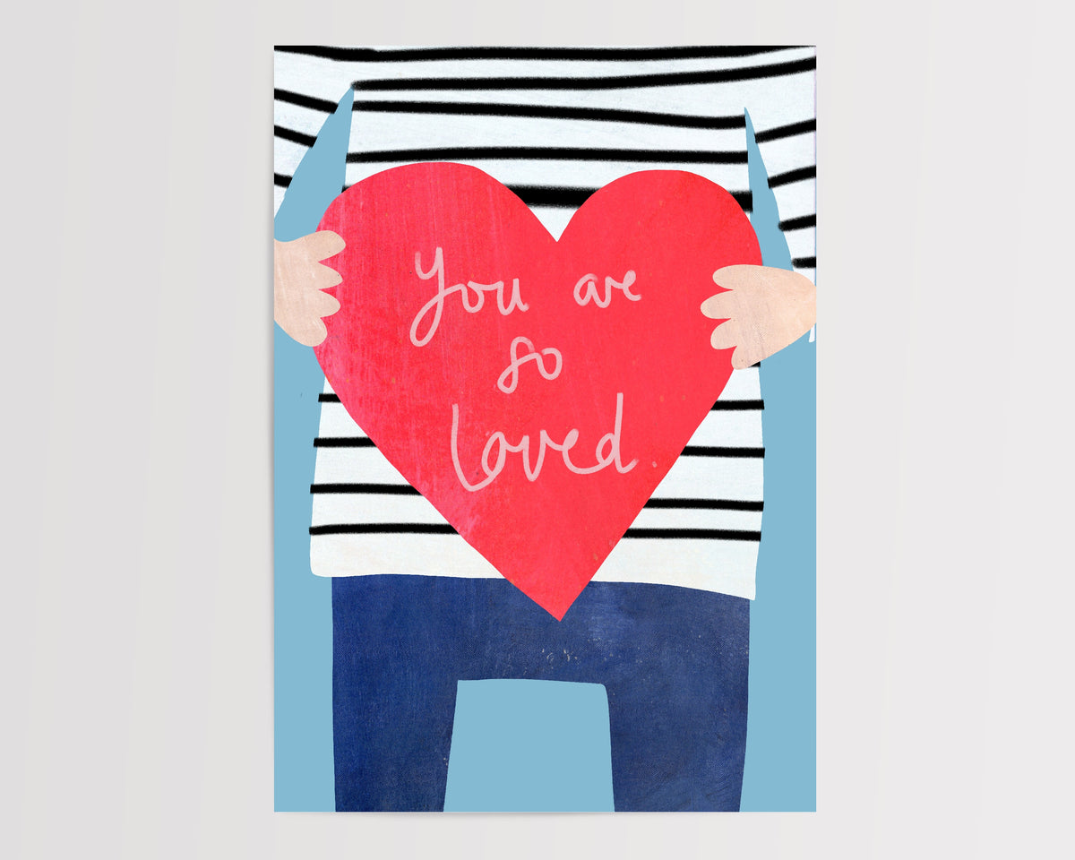 Blue You are so loved Affirmation print Heart Print Loved Nu