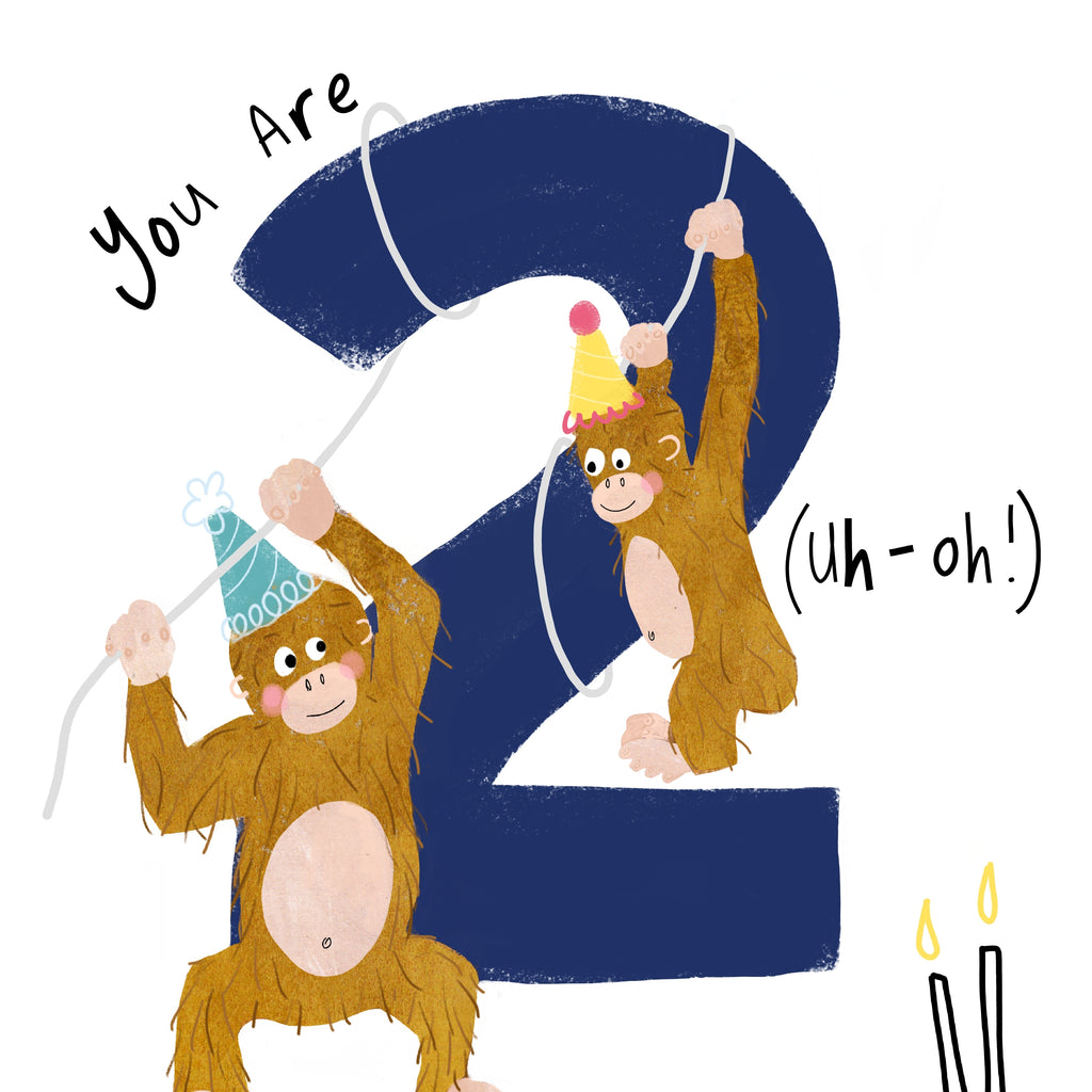 2nd Birthday | Two Birthday | Number Card | Birthday Card | Age Card | Child Card | Celebration Card