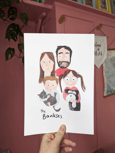 Custom Family Portrait Illustration | Family Portrait | Friend | Pet Portrait | Child | Children | Pets | Grandparents | Family Gift