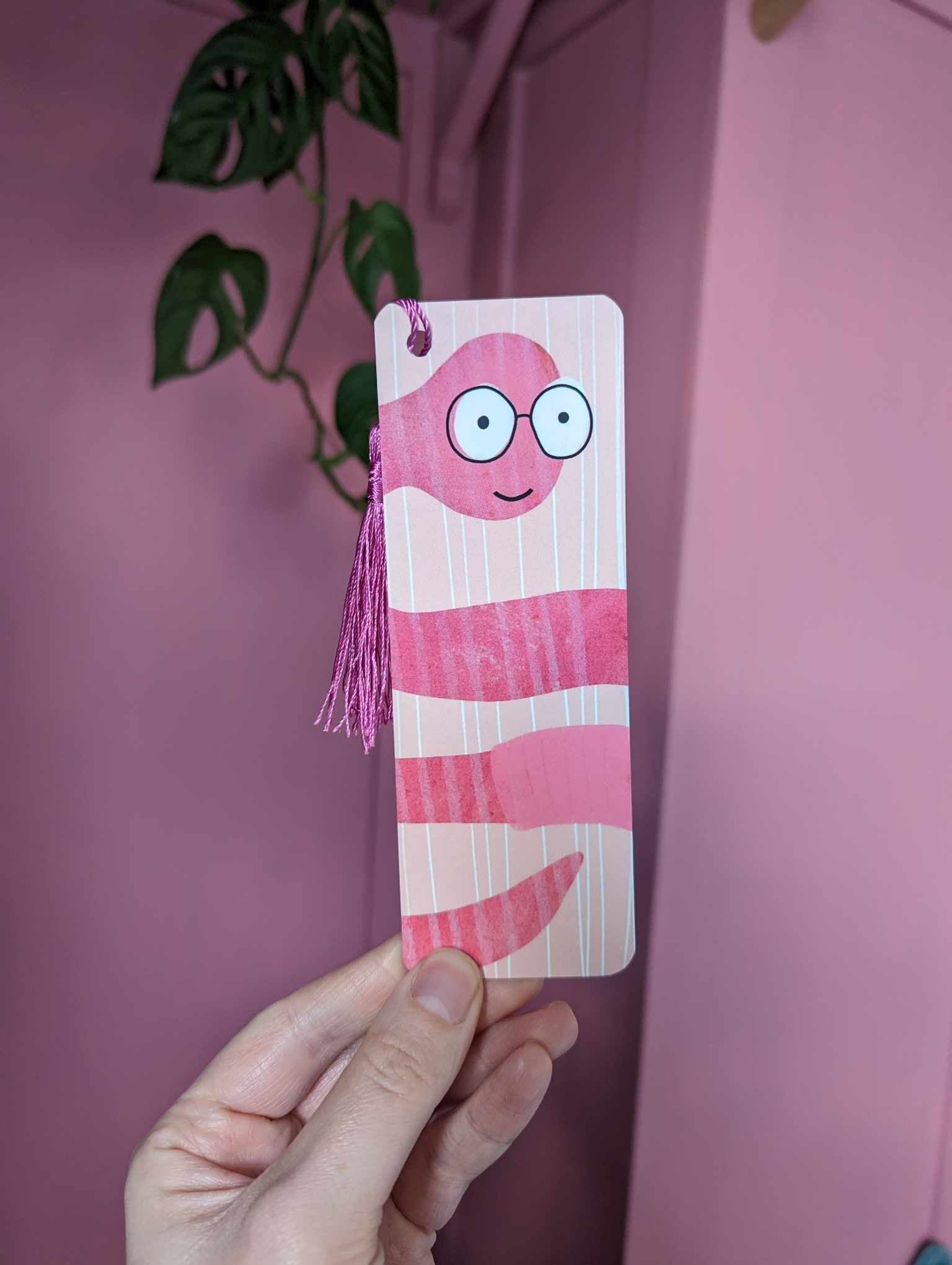 Bookworm | Bookmark | Velvety Touch Bookmark with Gorgeous Pink Tassles