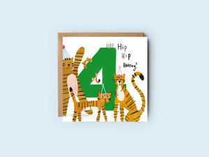 Fourth Birthday | Four | Number Card | Birthday Card | Age Card | Child Card | Celebration Card