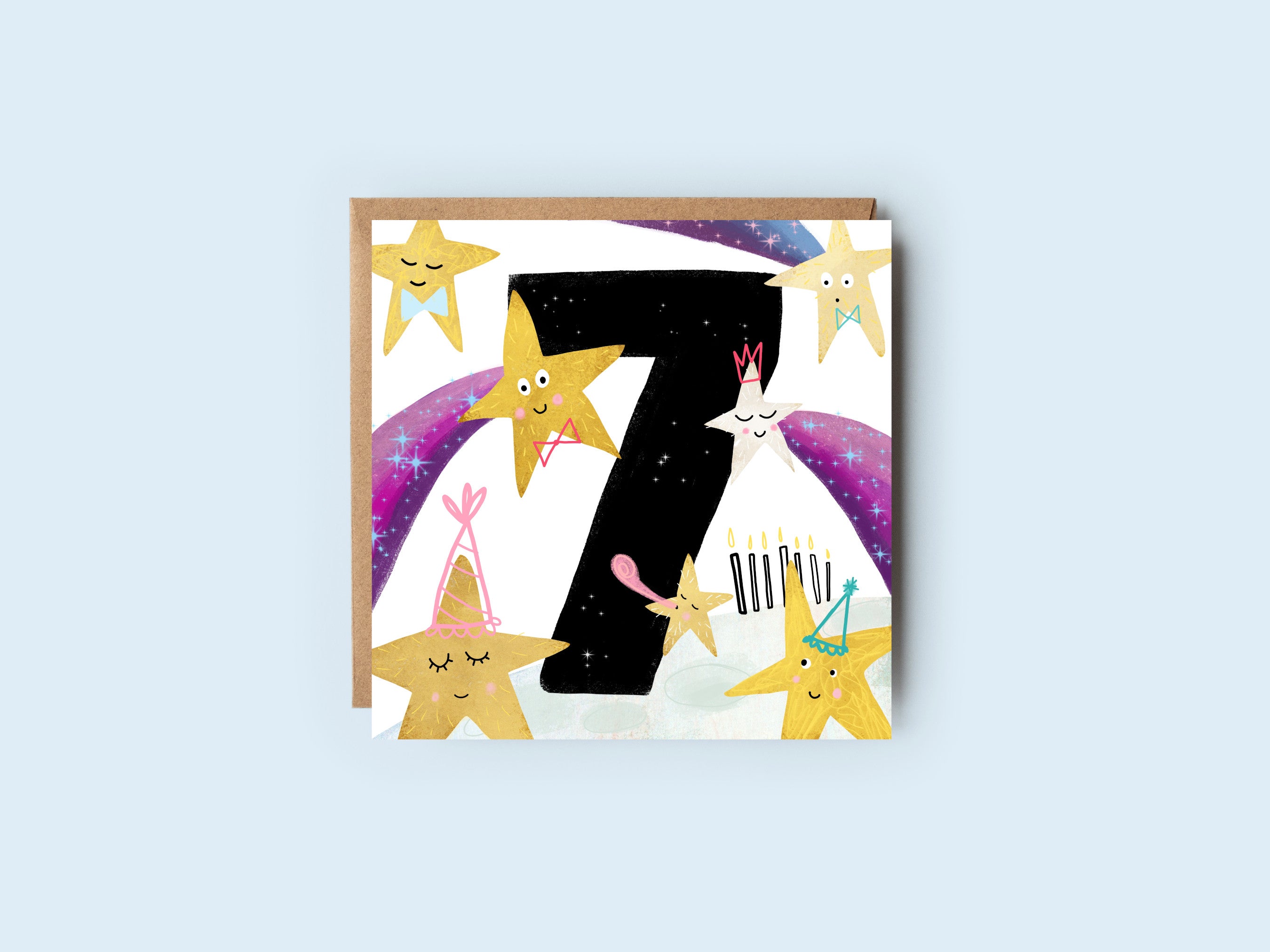 Seventh Birthday | Seven | Number Card | Birthday Card | Age Card | Child Card | Celebration Card