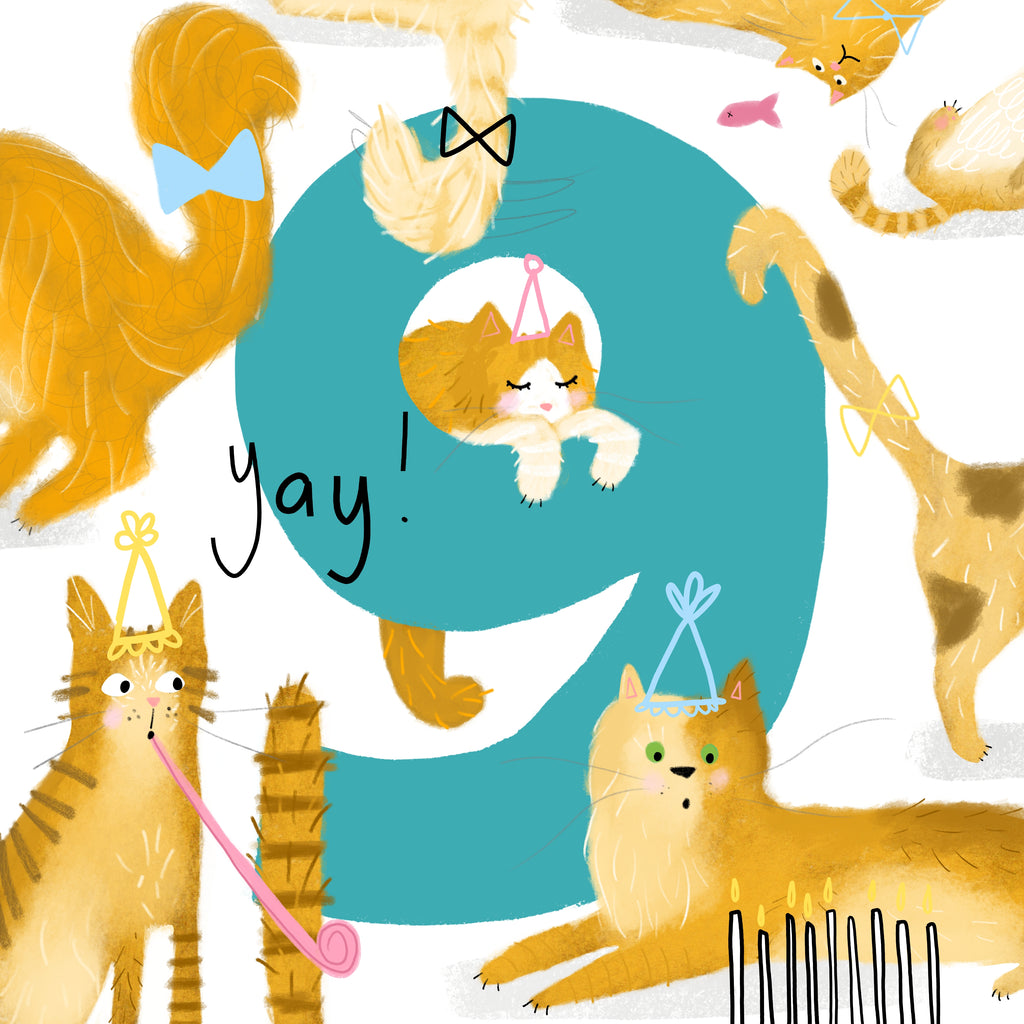 Ninth Birthday | Nine | Number Card | Birthday Card | Age Card | Child Card | Celebration Card