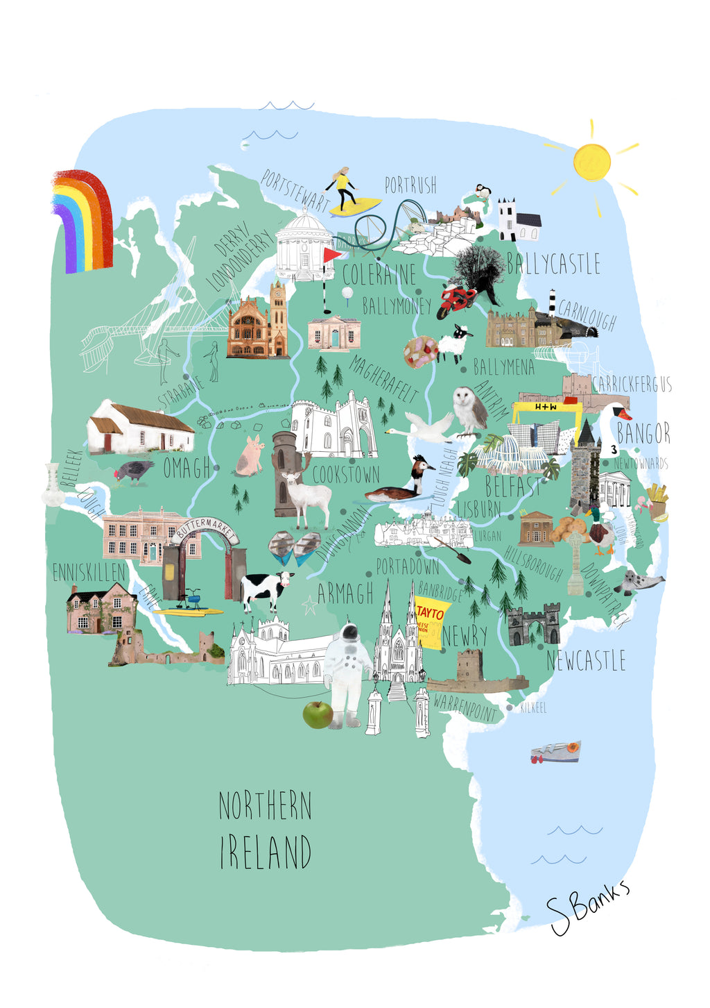 Northern Ireland Map Illustration