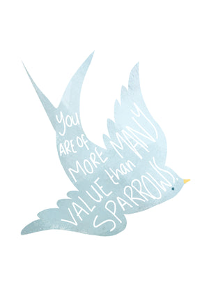 You are of more value than many sparrows Print | Matthew | Bible Print | Bible Verse | Encouragement | Christian Gift