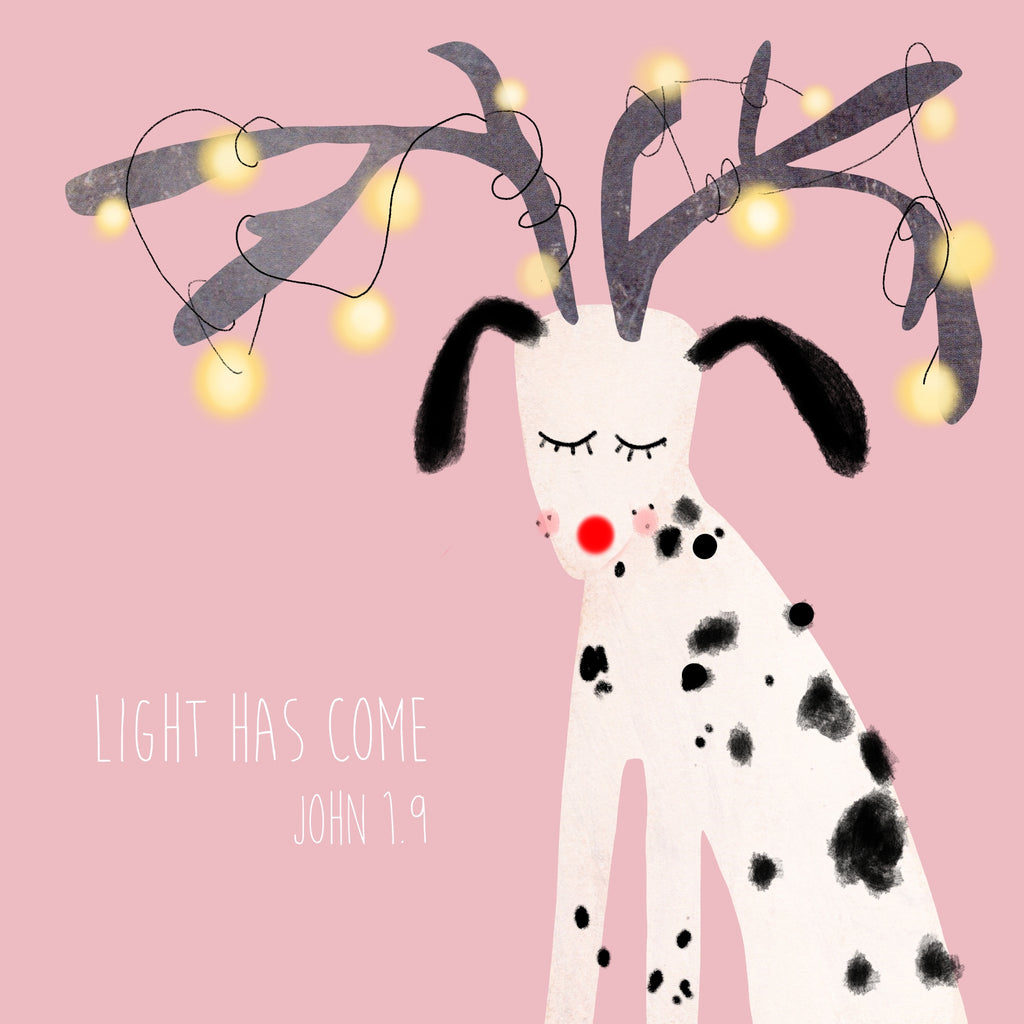 Light Has Come | Reindeer | Lights Christmas Dog  | Christian | Christmas | Christmas Card
