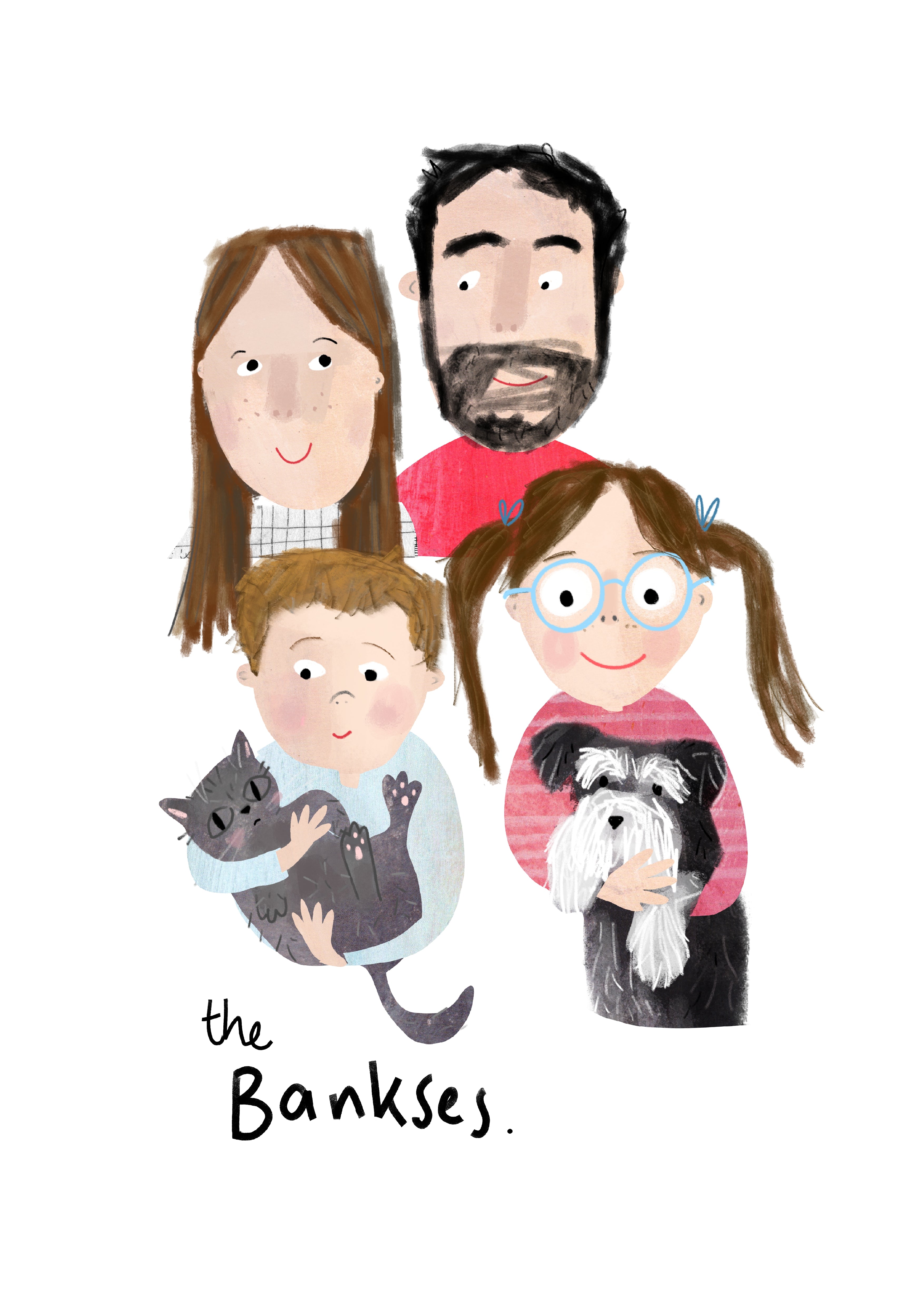 Custom Family Portrait Illustration | Family Portrait | Friend | Pet Portrait | Child | Children | Pets | Grandparents | Family Gift