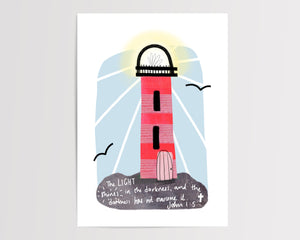 A3 Lighthouse Print | Bible Verse | John 1.5