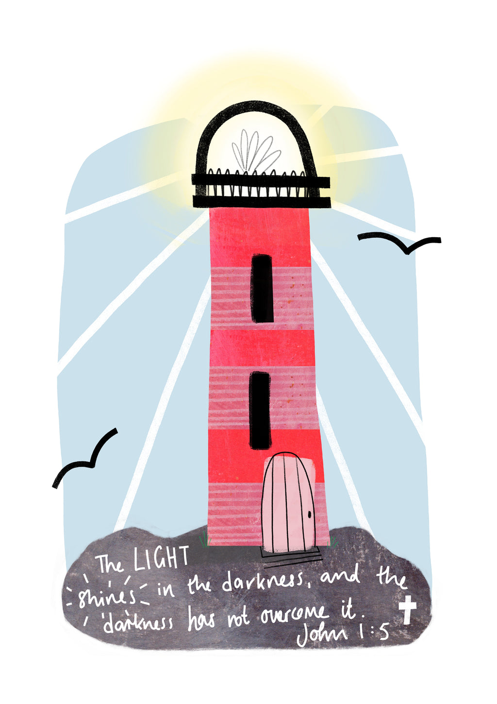 A3 Lighthouse Print | Bible Verse | John 1.5