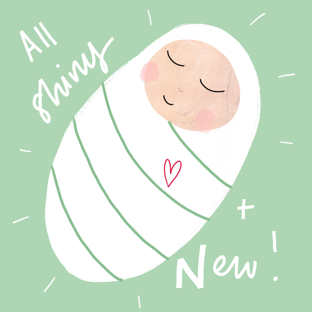 Baby Boy | Green | All Shiny and New | New Baby | Faith Card | Family Card | Congratulations