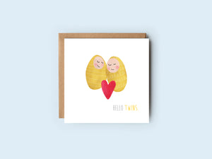 Twins Card | Baby Card | Family Card | Celebration Card