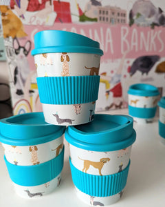 Dogs | Reusable Travel Cup with Lid and Grip Holder