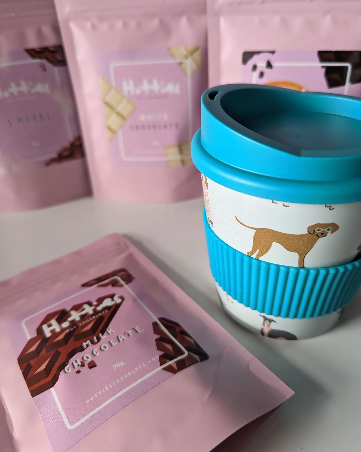 Dogs | Reusable Travel Cup with Lid and Grip Holder