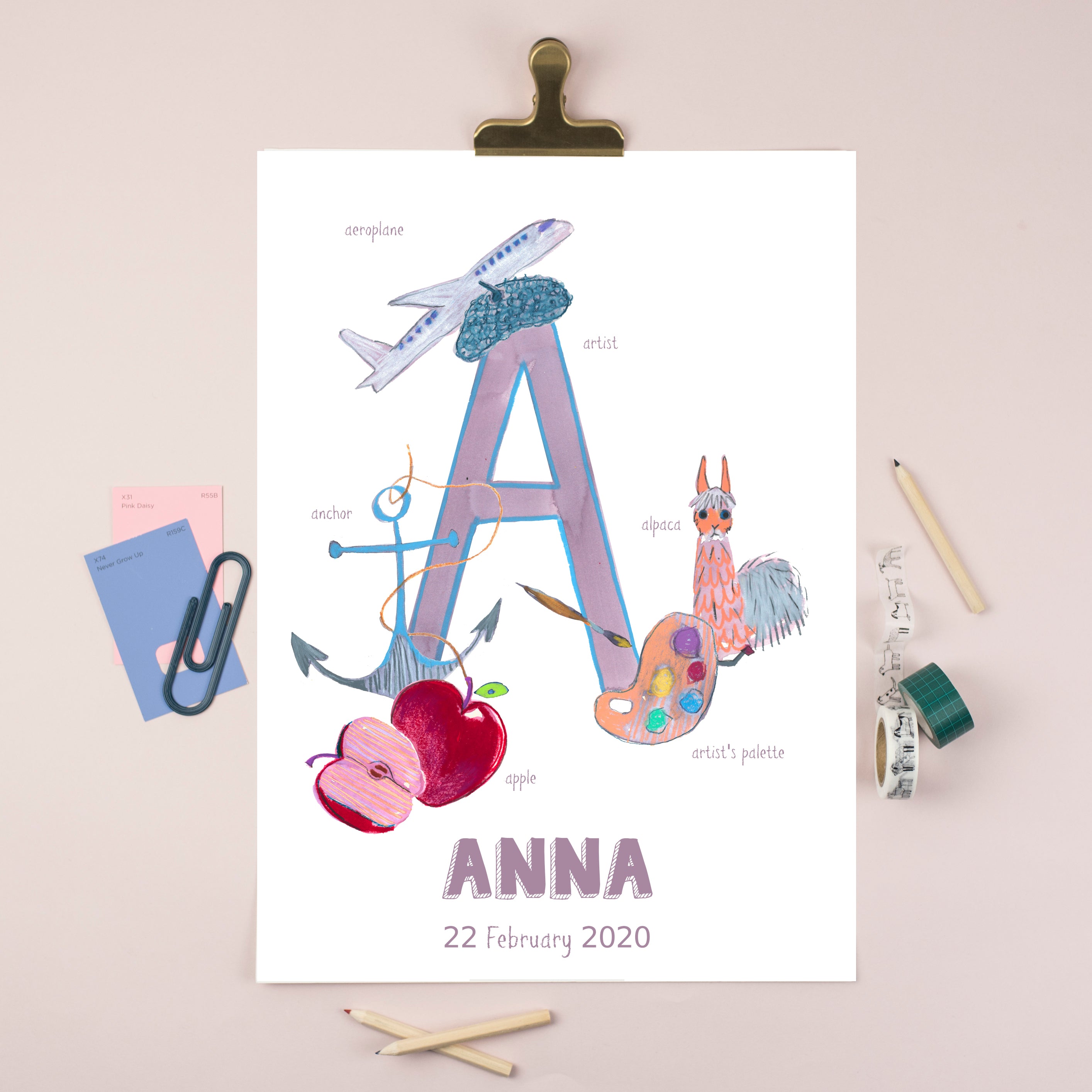 Personalised Alphabet Print (Letter A)