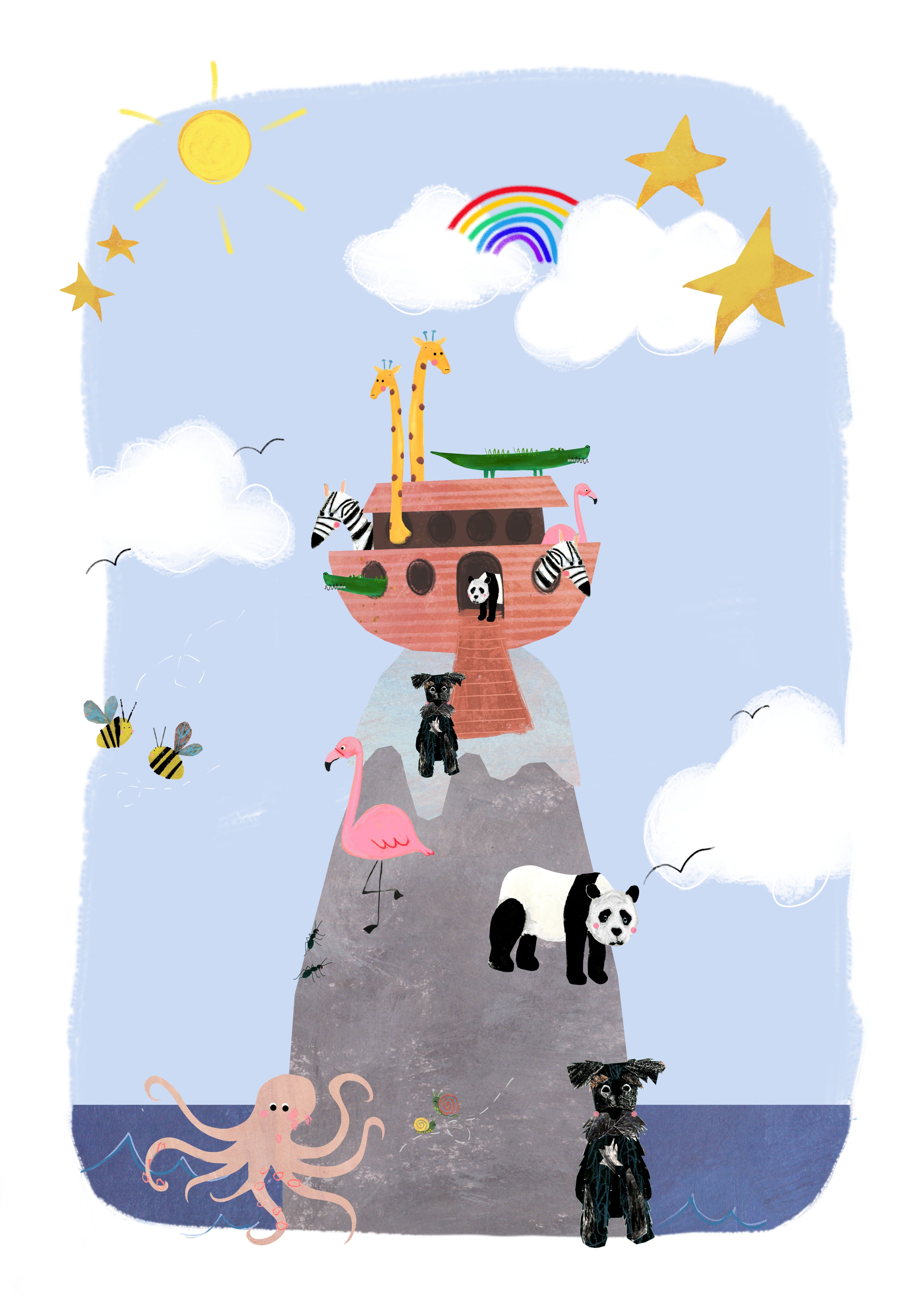A3 Noah's Ark Print | Nursery Wall | Children's Decor | Bible Print