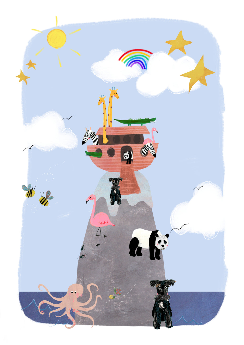 A3 Noah's Ark Print | Nursery Wall | Children's Decor | Bible Print
