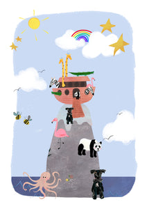 A3 Noah's Ark Print | Nursery Wall | Children's Decor | Bible Print