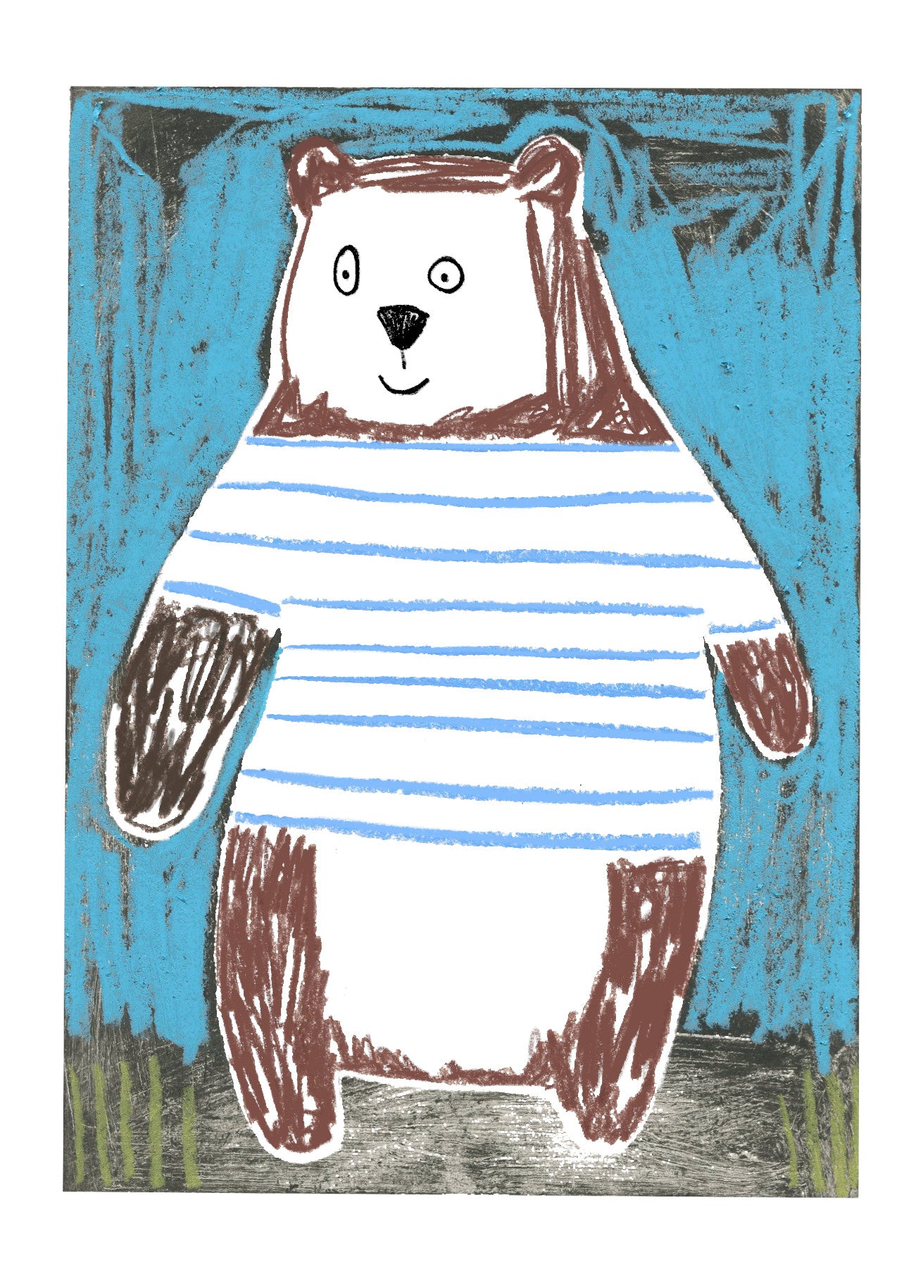 A6 Bear on Blue Postcard