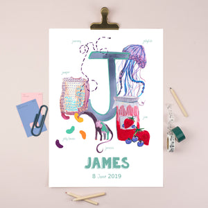 Personalised Alphabet Print (Letter J)