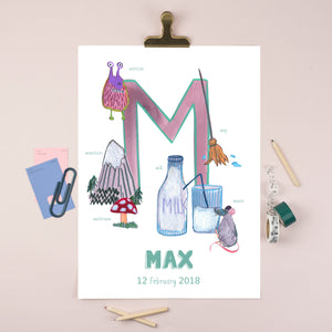 Personalised Alphabet Print (Letter M)
