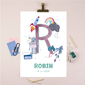 Personalised Alphabet Print (Letter R)
