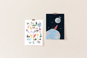 A3 Rocket to Moon Print
