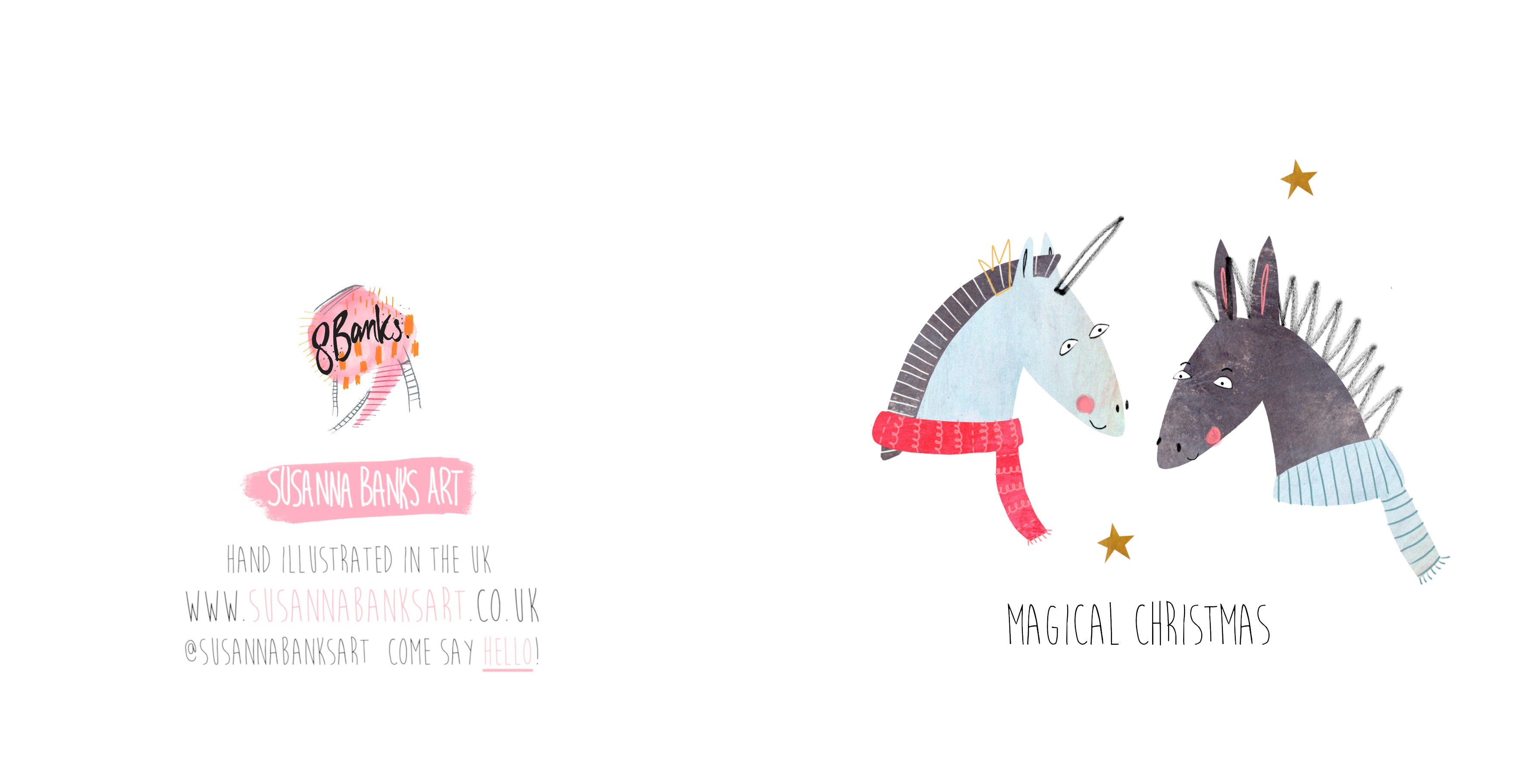 Magical Christmas Donkey and Unicorn - Christmas Card