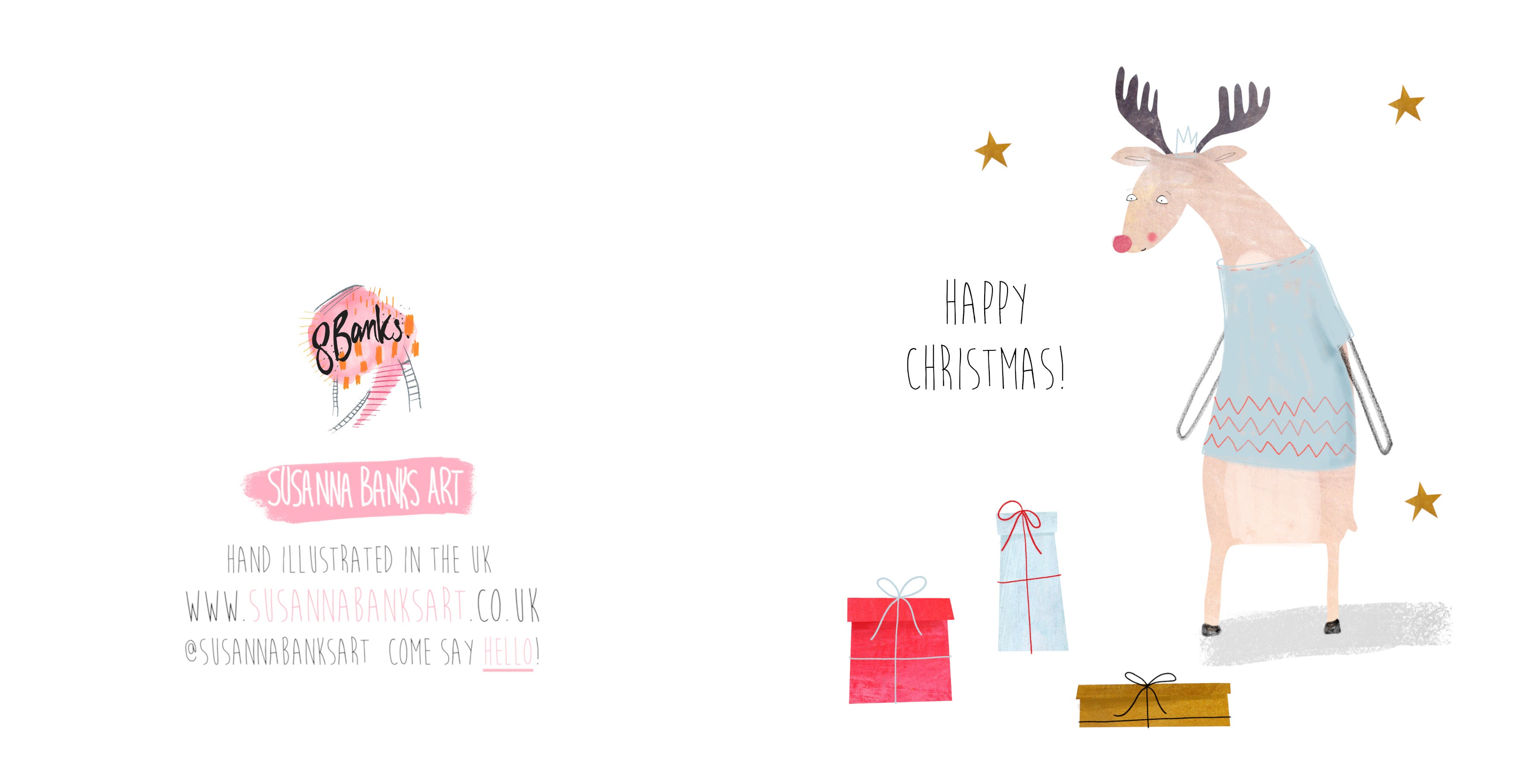 Happy Christmas Reindeer Card - Christmas Card