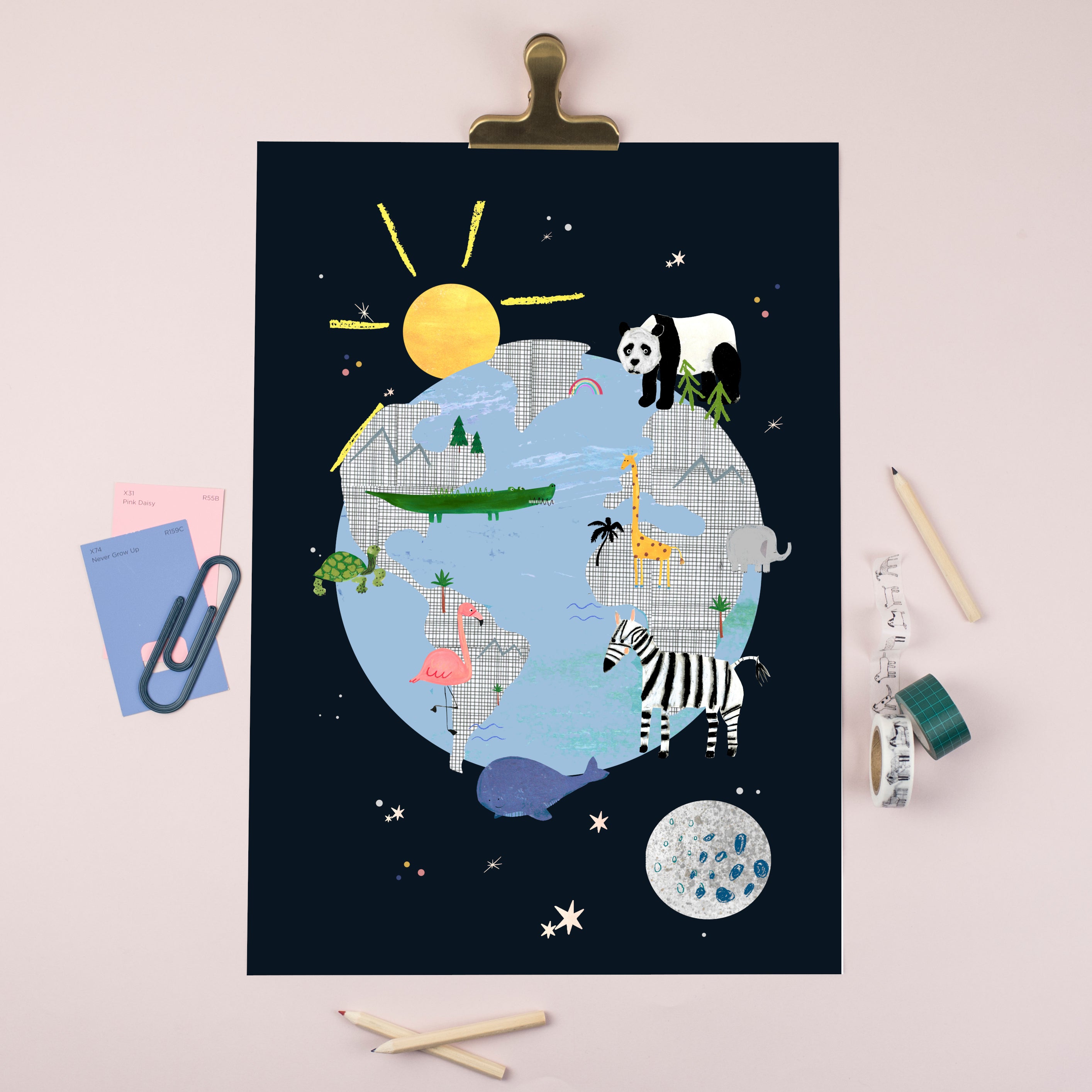 A3 Earth in Space Print