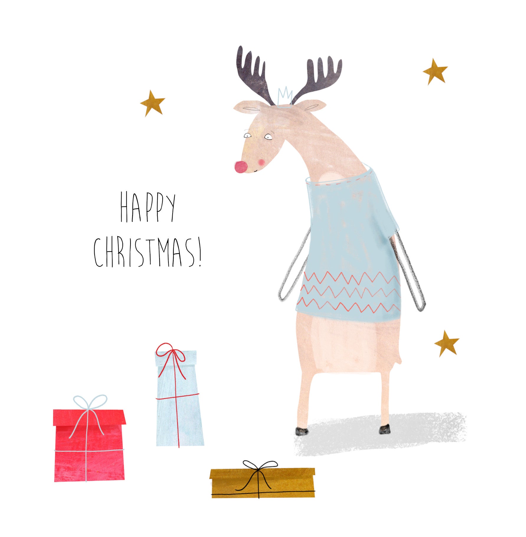 Happy Christmas Reindeer Card - Christmas Card