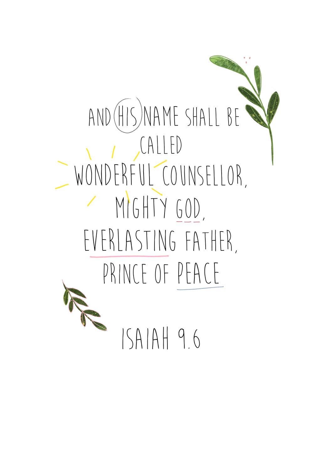 Illustrated Text Print - Isaiah 9.6