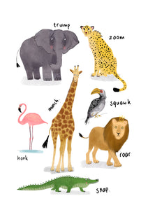 A3 Jungle Animals Print
