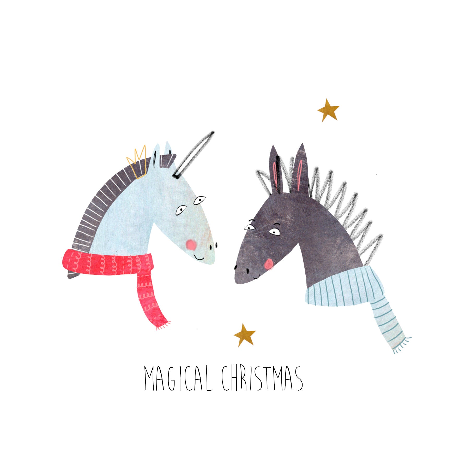 Magical Christmas Donkey and Unicorn - Christmas Card