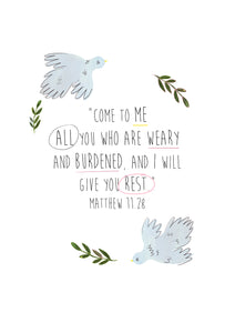 Illustrated Text Print - Matthew 11.28