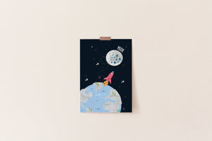 A3 Rocket to Moon Print