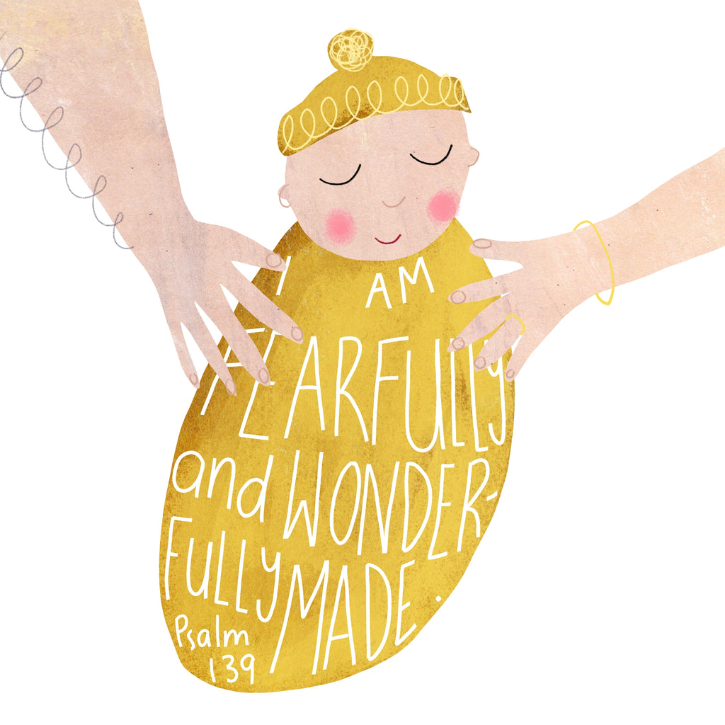 Yellow | New Baby | Psalm 139 | Fearfully and Wonderfully Made Baby Card