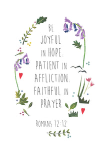 Illustrated Text Print - Romans 12.12