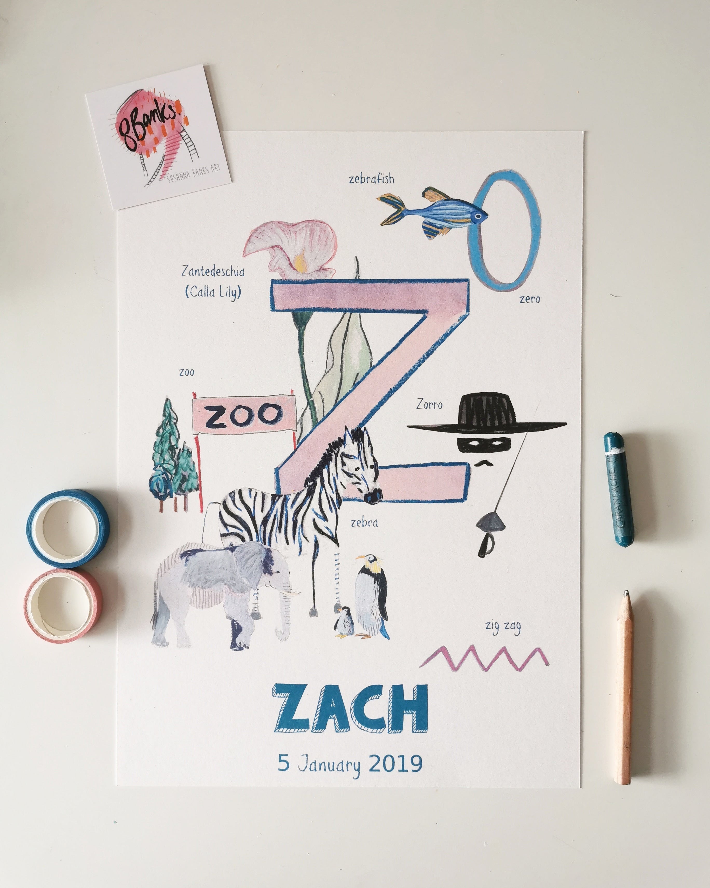 Personalised Alphabet Print (Letter Z)