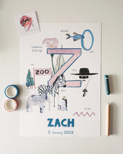 Personalised Alphabet Print (Letter Z)
